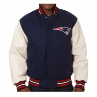 New England Patriots Blue and White Varsity Jacket