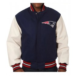 New England Patriots Blue and White Varsity Jacket