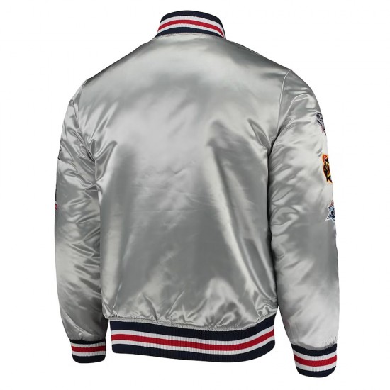 New England Patriots Game Silver Satin Jacket New England Patriots Game Silver Satin Jacket