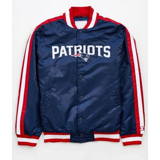 New England Patriots Navy Blue Satin Striped Jacket