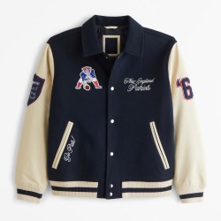 New England Patriots Navy & Off-White Varsity Jacket