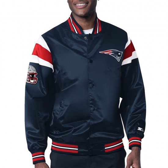 New England Patriots Navy Satin Jacket New England Patriots Navy Satin Jacket