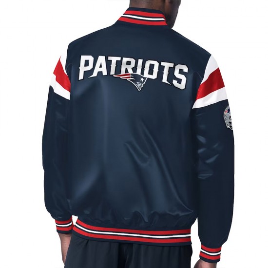 New England Patriots Navy Satin Jacket New England Patriots Navy Satin Jacket