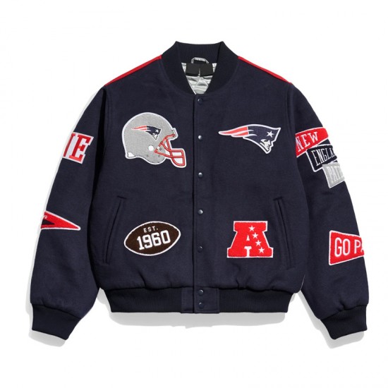 New England Patriots Pennant Navy Varsity Wool Jacket