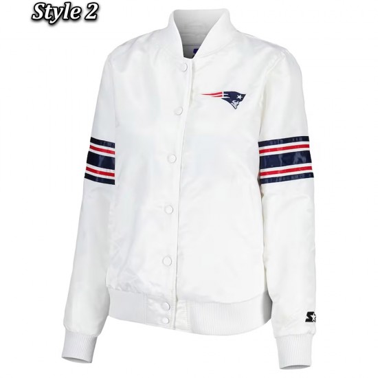 New England Patriots The Power Forward Satin White Jacket