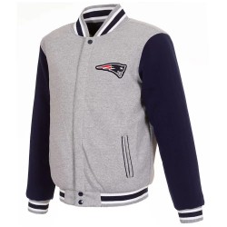 New England Patriots Varsity Gray & Navy Wool Jacket
