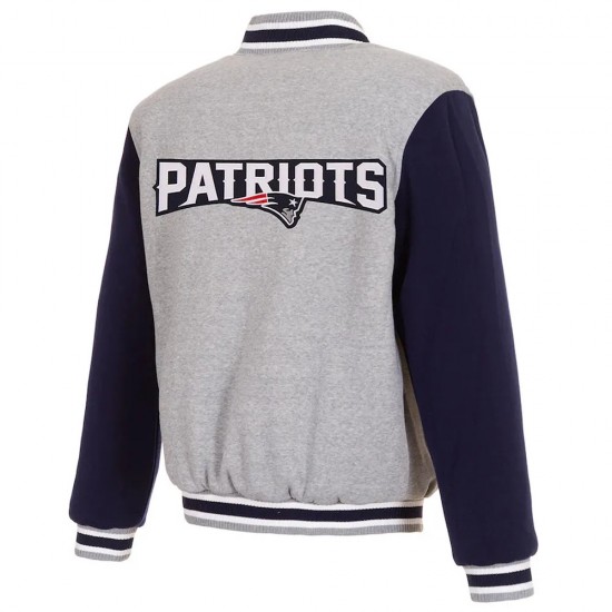 New England Patriots Varsity Gray & Navy Wool Jacket