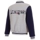 New England Patriots Varsity Gray & Navy Wool Jacket