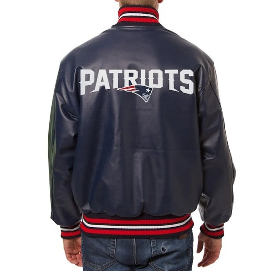 New England Patriots Varsity Navy Leather Jacket New England Patriots Varsity Navy Leather Jacket