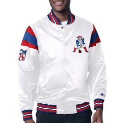 New England Patriots White Satin Midweight Jacket