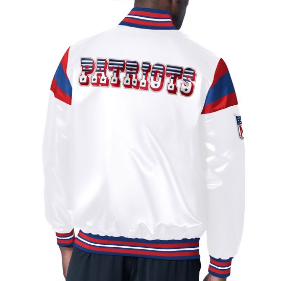 New England Patriots White Satin Midweight Jacket