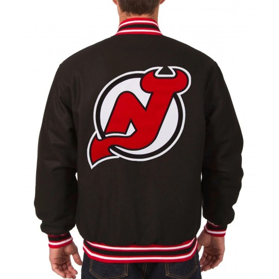 New Jersey Devils Bomber Black Wool Jacket New Jersey Devils Bomber Black Wool Jacket