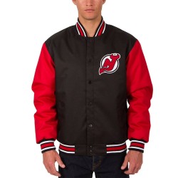 New Jersey Devils Front Hit Poly Twill Black & Red Jacket