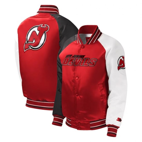 New Jersey Devils Youth Varsity Satin Jacket New Jersey Devils Youth Varsity Satin Jacket
