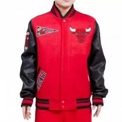 New Letterman Chicago Bulls Red With Black Varsity Jacket