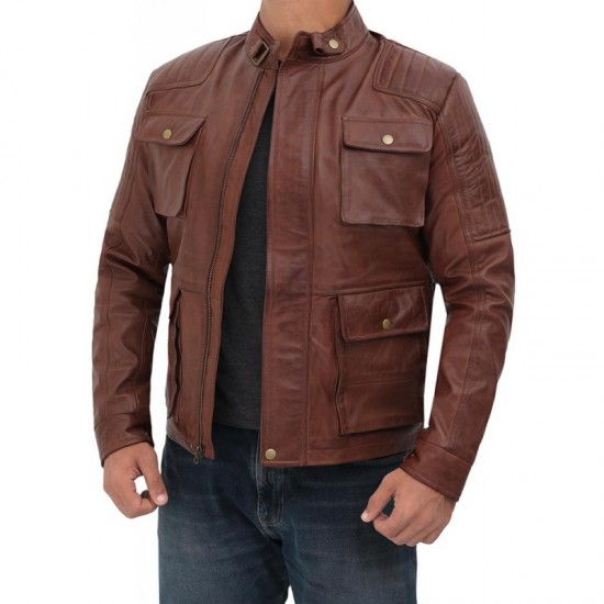 New Men's Brown Four Pocket Leather Jacket For Moto Lovers New Men's Brown Four Pocket Leather Jacket For Moto Lovers