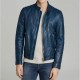 New Men's Handmade Navy Blue Lambskin Slim Fit Motorcycle Leather Jacket New Men's Handmade Navy Blue Lambskin Slim Fit Motorcycle Leather Jacket