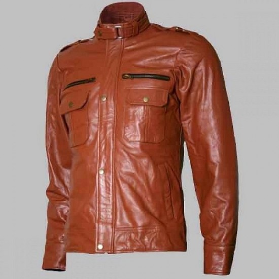 New Men's Tan Brown Moto Leather Jacket New Men's Tan Brown Moto Leather Jacket