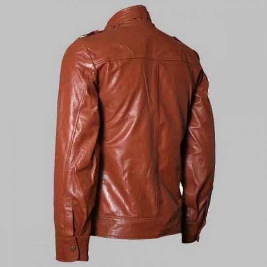 New Men's Tan Brown Moto Leather Jacket New Men's Tan Brown Moto Leather Jacket