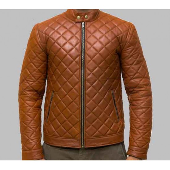 New Men's Trivor Tan Cafe Racer Jacket New Men's Trivor Tan Cafe Racer Jacket