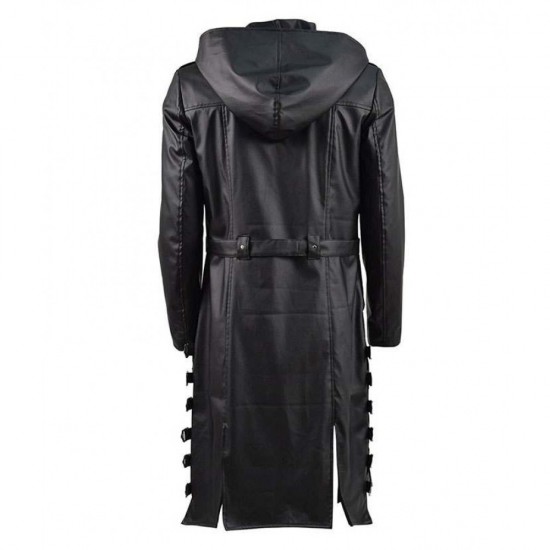 New Mens PUBG Leather Hooded Trench Long Coat New Mens PUBG Leather Hooded Trench Long Coat