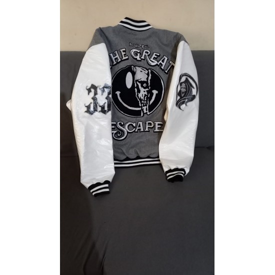 New Mens SugarHill Letterman Varsity Gray Jacket New Mens SugarHill Letterman Varsity Gray Jacket