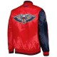 New Orleans Pelicans Fast Break Navy/Red Satin Jacket