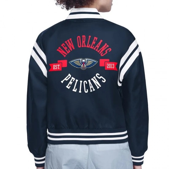 New Orleans Pelicans Printed Logo Varsity Satin Jacket