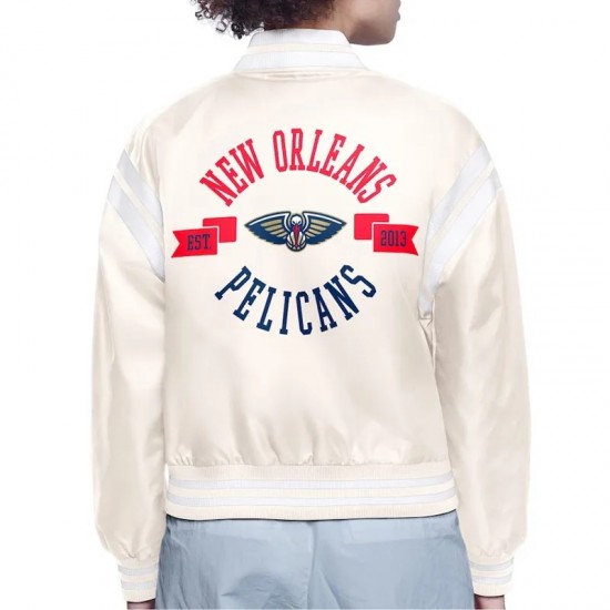 New Orleans Pelicans Printed Logo Varsity Satin Jacket