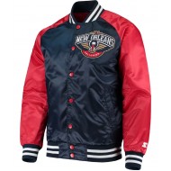 New Orleans Pelicans Starter Red and Navy Blue Jacket