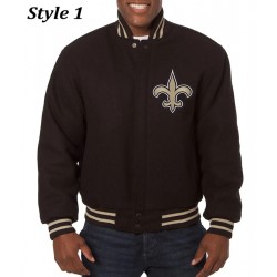 New Orleans Saints Bomber Black Wool Jacket