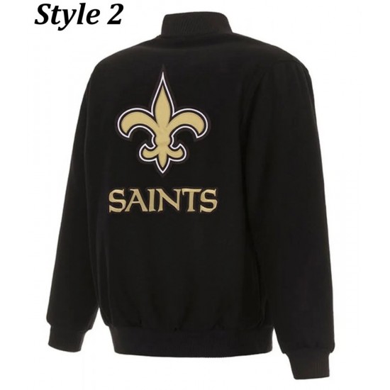 New Orleans Saints Bomber Black Wool Jacket