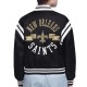 New Orleans Saints Printed Logo Varsity Satin Jacket New Orleans Saints Printed Logo Varsity Satin Jacket