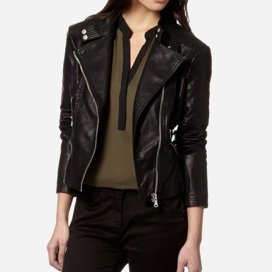New Women's Aster Black Leather Biker Jacket New Women's Aster Black Leather Biker Jacket