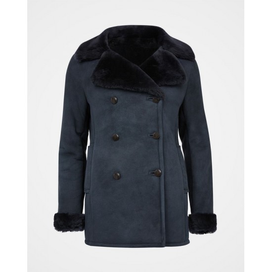 New Womens Black Sherling Fur Coat New Womens Black Sherling Fur Coat