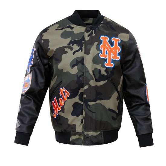 New York Mets Camo Logo Varsity Jacket New York Mets Camo Logo Varsity Jacket