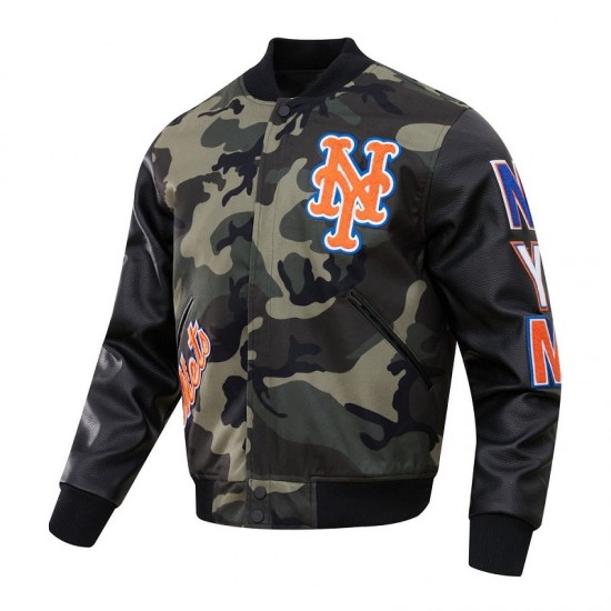 New York Mets Camo Logo Varsity Jacket New York Mets Camo Logo Varsity Jacket