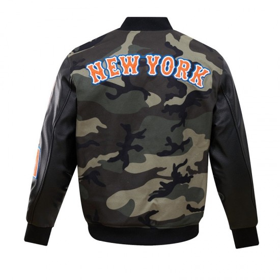 New York Mets Camo Logo Varsity Jacket New York Mets Camo Logo Varsity Jacket