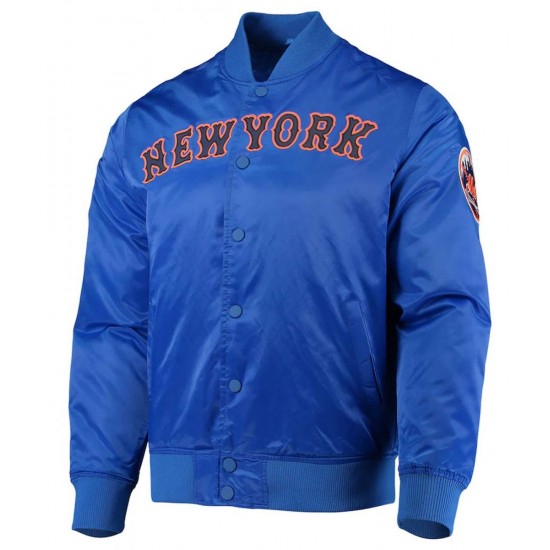 New York Mets Royal Blue Satin Full-Snap Jacket