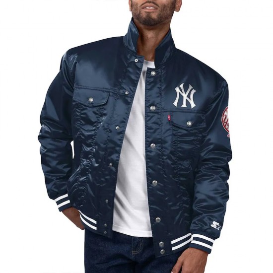 New York Yankees Navy Silver Tab Trucker Jacket New York Yankees Navy Silver Tab Trucker Jacket