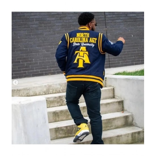 North Carolina A T University Unisex Navy Blue Varsity Jacket North Carolina A T University Unisex Navy Blue Varsity Jacket