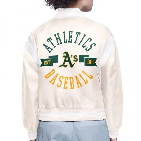 Oakland Athletics Printed Logo Varsity Satin Jacket Oakland Athletics Printed Logo Varsity Satin Jacket