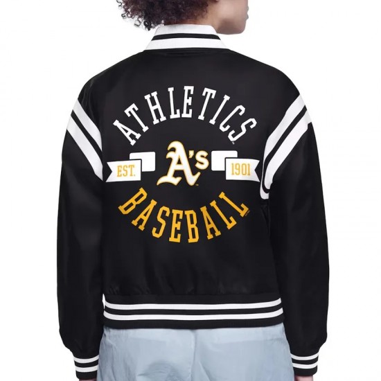 Oakland Athletics Printed Logo Varsity Satin Jacket Oakland Athletics Printed Logo Varsity Satin Jacket
