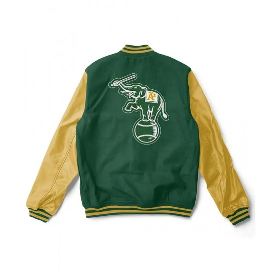 Oakland Athletics Yellow and Green Wool/Leather Jacket Oakland Athletics Yellow and Green Wool/Leather Jacket