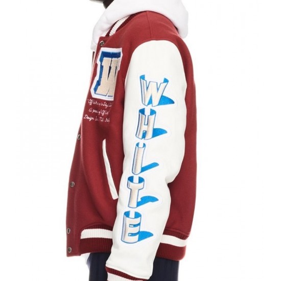 Off White Red Varsity Jacket Off White Red Varsity Jacket