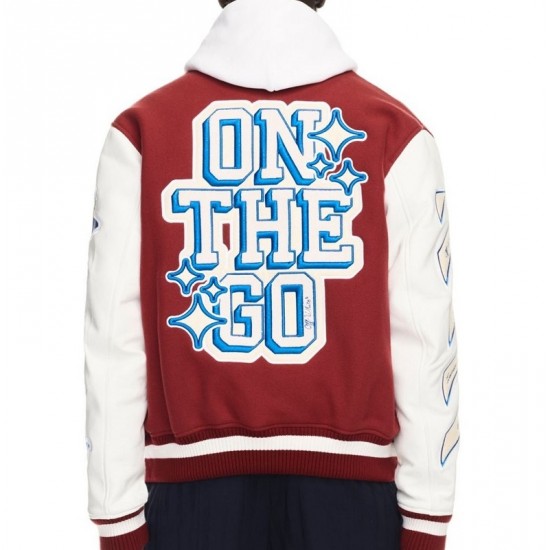 Off White Red Varsity Jacket Off White Red Varsity Jacket