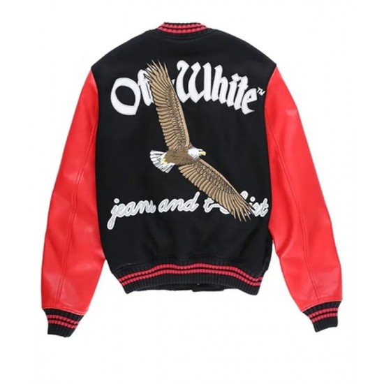 Off-White Eagle 23 Red and Black Varsity Jacket Off-White Eagle 23 Red and Black Varsity Jacket