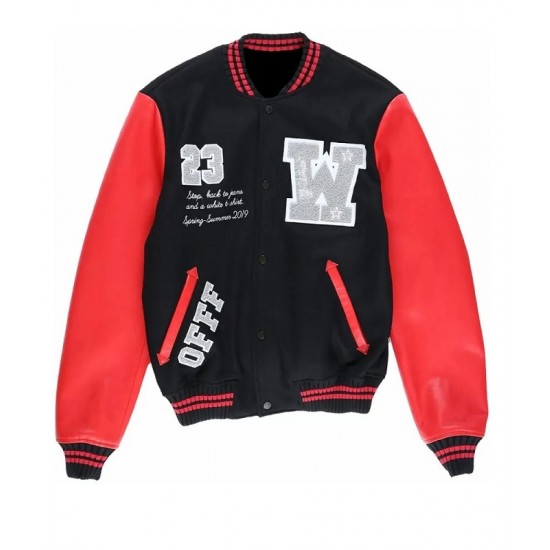 Off-White Eagle 23 Red and Black Varsity Jacket Off-White Eagle 23 Red and Black Varsity Jacket