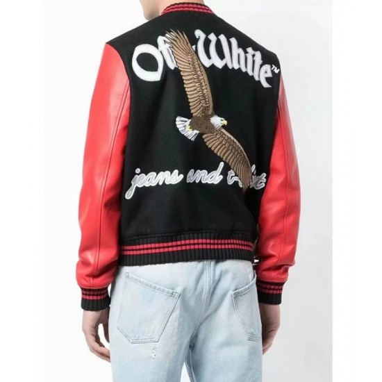 Off-White Eagle 23 Red and Black Varsity Jacket Off-White Eagle 23 Red and Black Varsity Jacket