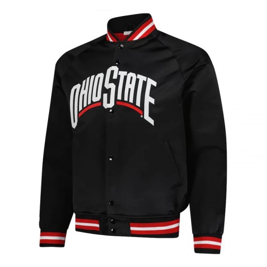 Ohio State Buckeyes Black Satin Jacket Ohio State Buckeyes Black Satin Jacket